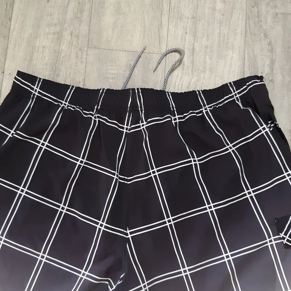 Mens Swimwear Tie waist Print black white grid 2XL 44/46 GEORGE Pool swim Shorts